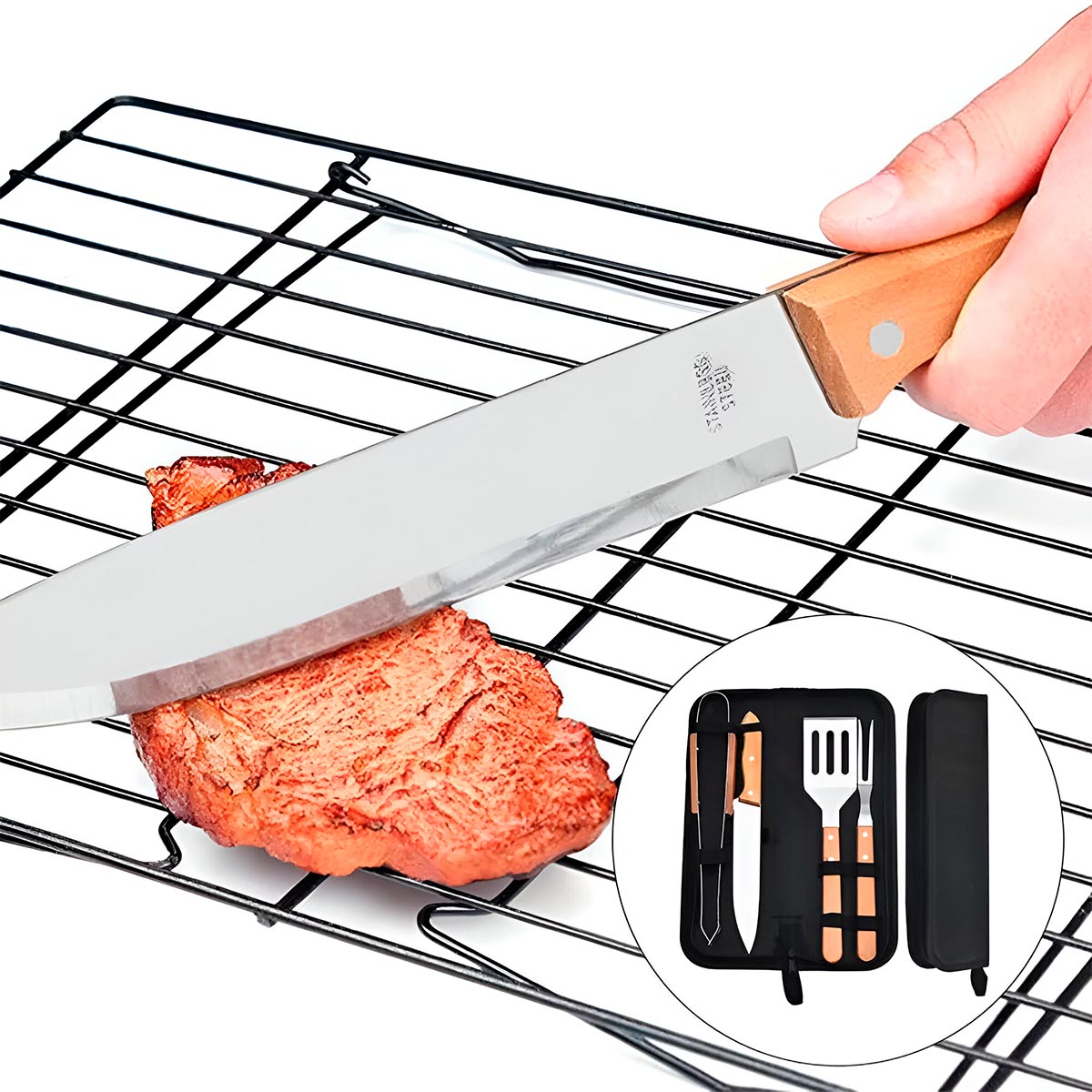Kit Asado Bbq 4 Pzs Utensilios
